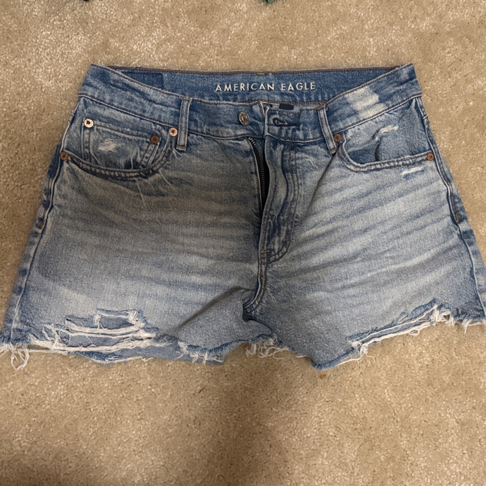 American Eagle Outfitters Light Blue Distressed Jean Shorts